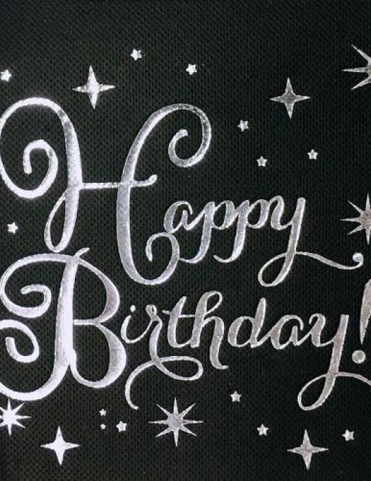 Kağıt Peçete Varaklı Happy Birthday Siyah Gümüş baskılı 20 Parça