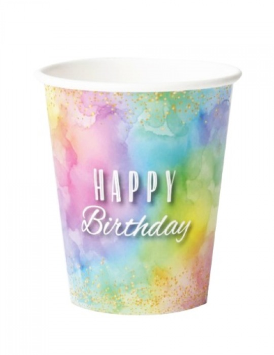 Karton Bardak Makaron Happy Birthday 8 Parça