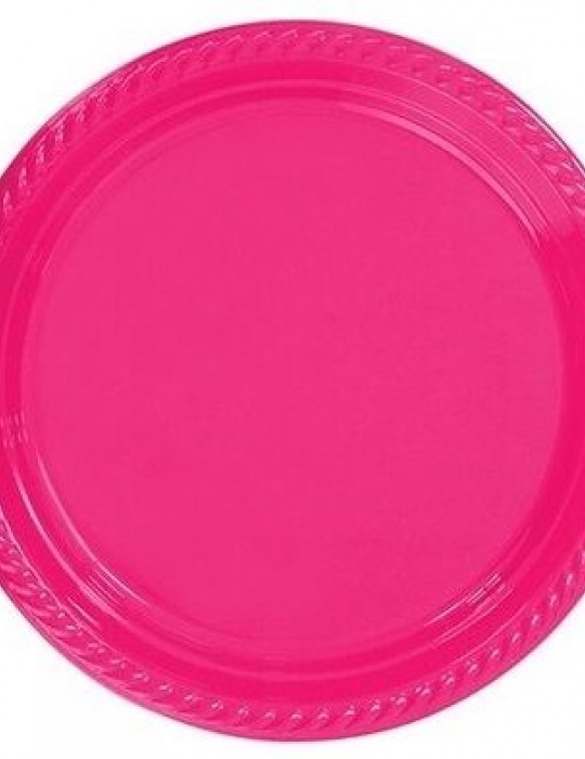Plastik Tabak Fuşya 22 Cm / 25 Parça